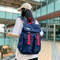 Unisex Solid Color Oxford Cloth Flip Cover Functional Backpack School Backpack main image 3