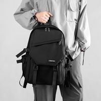Men's Solid Color Derm Zipper Functional Backpack School Backpack main image 5