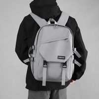 Men's Solid Color Derm Zipper Functional Backpack School Backpack main image 4