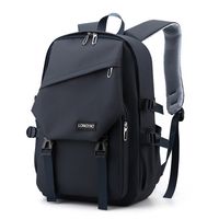 Men's Solid Color Derm Zipper Functional Backpack School Backpack main image 3