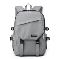 Men's Solid Color Derm Zipper Functional Backpack School Backpack sku image 1