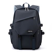 Men's Solid Color Derm Zipper Functional Backpack School Backpack sku image 3