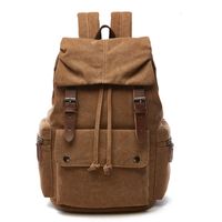 Unisex Solid Color Canvas Flip Cover Functional Backpack School Backpack main image 1