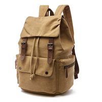 Unisex Solid Color Canvas Flip Cover Functional Backpack School Backpack main image 2