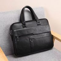 Men's Solid Color Pu Leather Zipper Handbag main image 5
