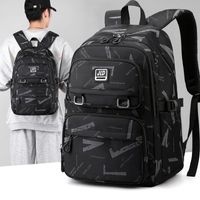Men's Letter Oxford Cloth Zipper Functional Backpack School Backpack main image video