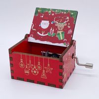 Merry Christmas Wooden Classical Engraved Hand Crank Music Box sku image 7