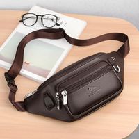 Men's Solid Color Pu Leather Zipper Fanny Pack main image 4