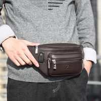 Men's Solid Color Pu Leather Zipper Fanny Pack main image 3