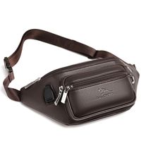 Men's Solid Color Pu Leather Zipper Fanny Pack main image 2