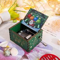 Merry Christmas Wooden Classical Engraved Hand Crank Music Box sku image 9