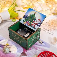 Merry Christmas Wooden Classical Engraved Hand Crank Music Box sku image 10