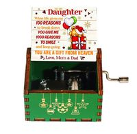 Merry Christmas Wooden Classical Engraved Hand Crank Music Box sku image 14