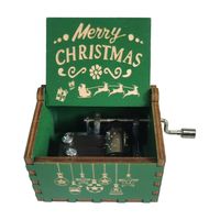 Merry Christmas Wooden Classical Engraved Hand Crank Music Box sku image 20