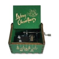 Merry Christmas Wooden Classical Engraved Hand Crank Music Box sku image 21