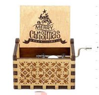 Merry Christmas Wooden Classical Engraved Hand Crank Music Box sku image 25