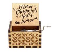 Merry Christmas Wooden Classical Engraved Hand Crank Music Box sku image 26
