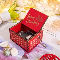 Merry Christmas Wooden Classical Engraved Hand Crank Music Box sku image 22