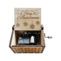 Merry Christmas Wooden Classical Engraved Hand Crank Music Box sku image 28