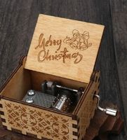 Merry Christmas Wooden Classical Engraved Hand Crank Music Box sku image 29