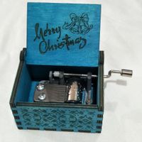 Merry Christmas Wooden Classical Engraved Hand Crank Music Box sku image 30