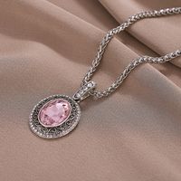 Sweet Geometric Oval Silver Plated Zircon Alloy Wholesale Pendant Necklace main image 4