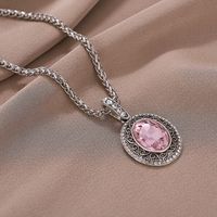 Sweet Geometric Oval Silver Plated Zircon Alloy Wholesale Pendant Necklace main image 5