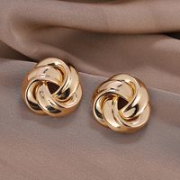 1 Pair Vintage Style Geometric Solid Color Plating Metal Ear Studs main image 1