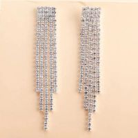 1 Pair Streetwear Geometric Plating Inlay Metal Rhinestones Drop Earrings main image 2