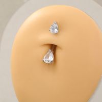 Simple Style Solid Color Stainless Steel Copper Inlay Zircon Belly Ring sku image 1