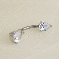 Simple Style Solid Color Stainless Steel Copper Inlay Zircon Belly Ring main image 6