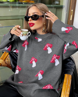 Women's Sweater Long Sleeve Sweaters & Cardigans Jacquard Contrast Binding Streetwear Mushroom main image 1