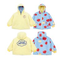 Cute Cartoon Solid Color Fleece Girls Clothing Sets sku image 10
