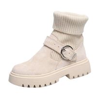 Women's British Style Solid Color Round Toe Martin Boots sku image 1