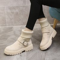Women's British Style Solid Color Round Toe Martin Boots main image 6