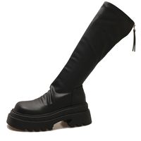 Women's Vintage Style Solid Color Round Toe Riding Boots sku image 1