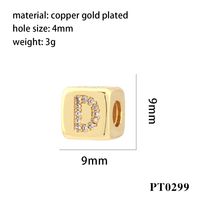 Simple Style Letter Copper Plating Inlay Zircon 18k Gold Plated Charms main image 6
