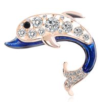 Mignon Dauphin Alliage Placage Incruster Strass Femmes Broches sku image 1