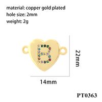 Romantic Simple Style Letter Heart Shape Copper Plating Inlay Zircon 18k Gold Plated Charms sku image 2