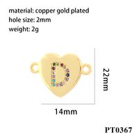 Romantic Simple Style Letter Heart Shape Copper Plating Inlay Zircon 18k Gold Plated Charms sku image 4