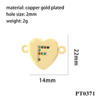 Romantic Simple Style Letter Heart Shape Copper Plating Inlay Zircon 18k Gold Plated Charms sku image 6