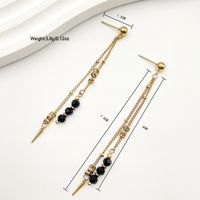 Fashion Geometric Stainless Steel Tassel Crystal Earrings 1 Pair main image 7