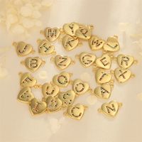 Romantic Simple Style Letter Heart Shape Copper Plating Inlay Zircon 18k Gold Plated Charms main image 1