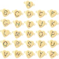 Romantic Simple Style Letter Heart Shape Copper Plating Inlay Zircon 18k Gold Plated Charms main image 2