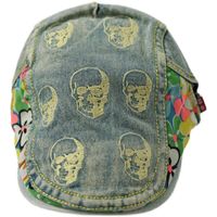 Unisex Hip-hop Retro Streetwear Flower Skull Embroidery Curved Eaves Beret Hat main image 5