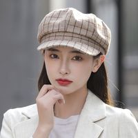 Women's Basic Simple Style Plaid Curved Eaves Beret Hat sku image 2