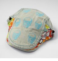 Unisex Hip-hop Retro Streetwear Flower Skull Embroidery Curved Eaves Beret Hat sku image 3
