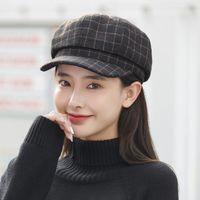 Women's Basic Simple Style Plaid Curved Eaves Beret Hat sku image 3