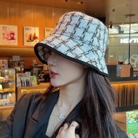 Frau Elegant Basic Einfacher Stil Plaid Breite Traufen Bucket Hat main image 3