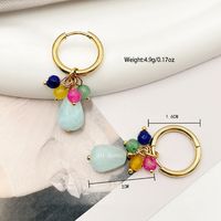 Basic Fashion Simple Style Water Droplets Stainless Steel Plating Metal Natural Stone Drop Earrings 1 Pair main image 6